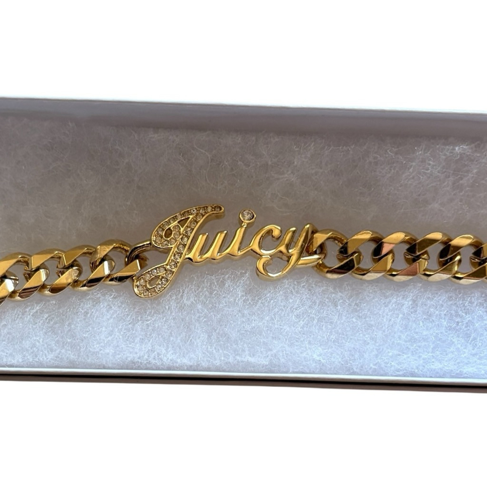 Juicy Couture "juicy" Crystal Gold Tone Magnetic Clasp Vintage